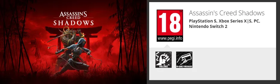 Assassin's Creed Shadows Confirmed for Nintendo Switch 2: PEGI Listing Reveals Surprise Port