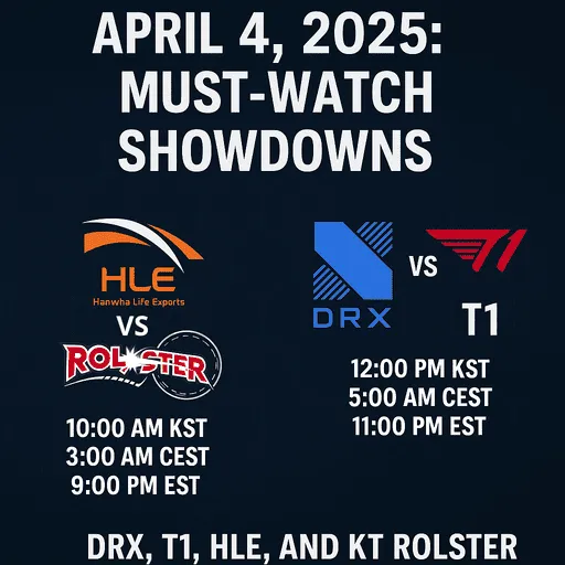 LCK April 4, 2025: Must-Watch Showdowns - DRX, T1, HLE, KT Rolster Face-Offs